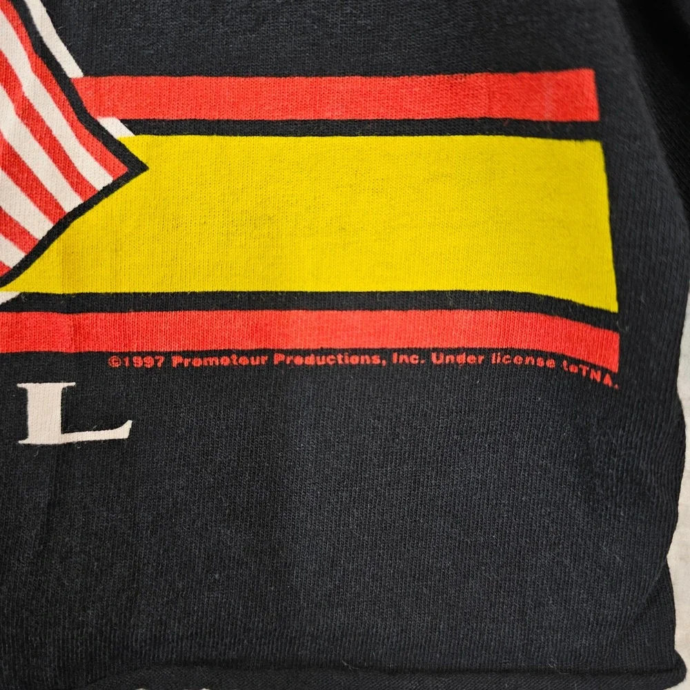 Vintage 1997 Rolling Stones Football Cropped‎ Long Sleeve Shirt Black Large 90s
